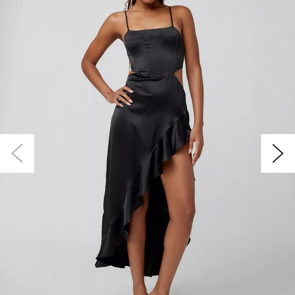 Black Satin Jaded Flamenco Dress